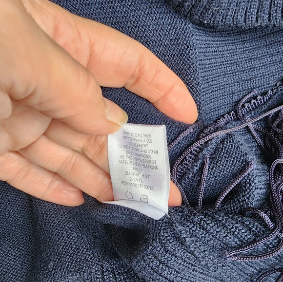 Milly Navy Fringe sweater M - Picture 5 of 11